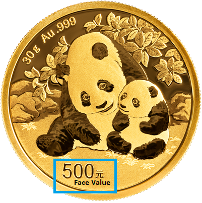 2024 30gram Chinese Gold Panda Reverse with Face Value