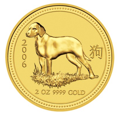 2006 - 2oz. Australian Gold Lunar Dog Bullion Coin - Series I - reverse side