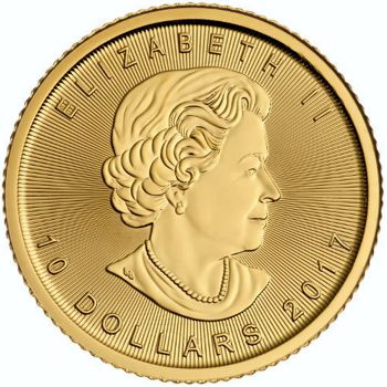 1/4 oz. Canadian Gold Maple Leaf Bullion Coin - obverse side