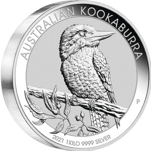 one kg silver kookaburra - reverse side