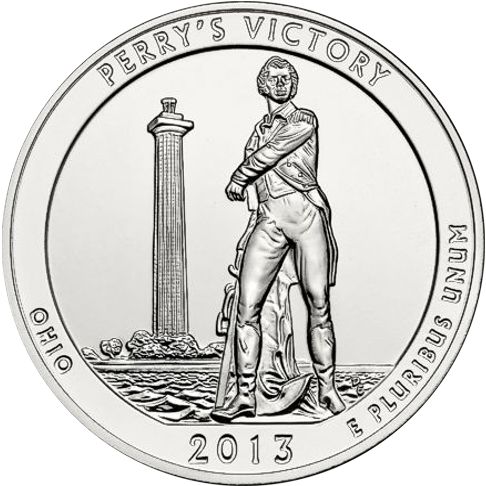 2013 - 5 oz. Silver, Perry's Victory, Ohio - America the Beautiful Bullion Coin - reverse side