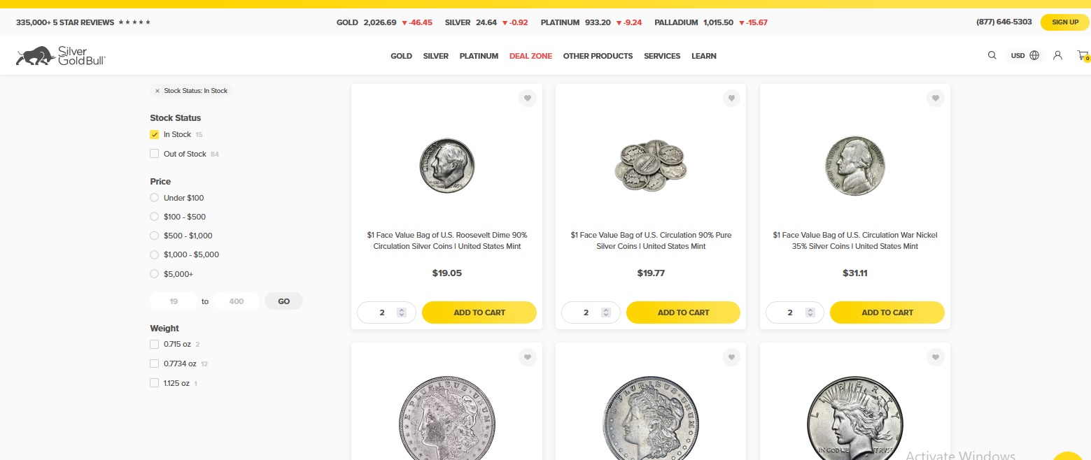 SilverGoldBull - Junk Silver Buying Guide - Screenshot