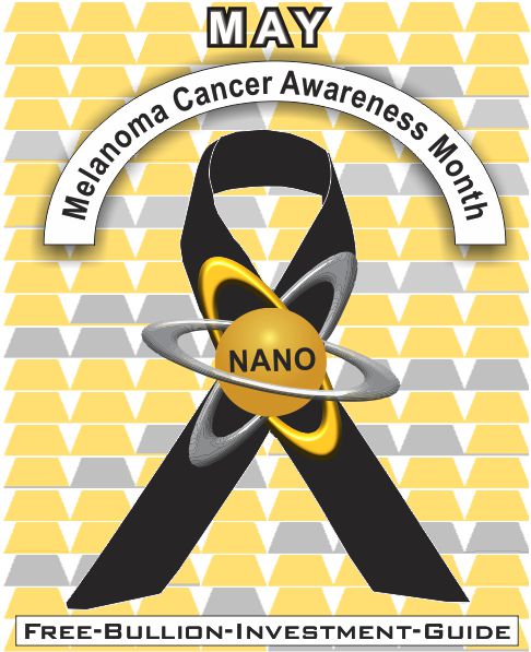 Melanoma & Skin Cancer - May Cancer Awareness Ribbon - Gold Nano Logo