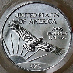 quarter oz platinum eagle - reverse