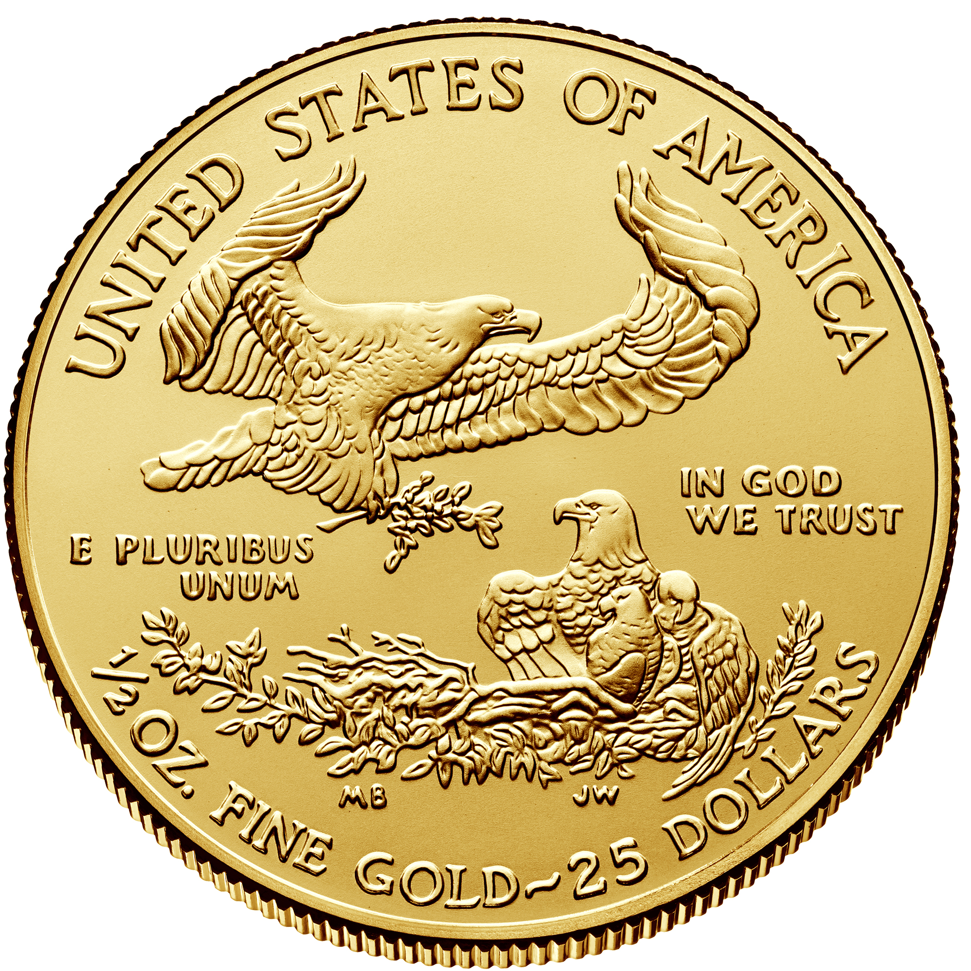 2016 1/2 oz American Eagle Gold Bullion Coin - Reverse side (Type I)