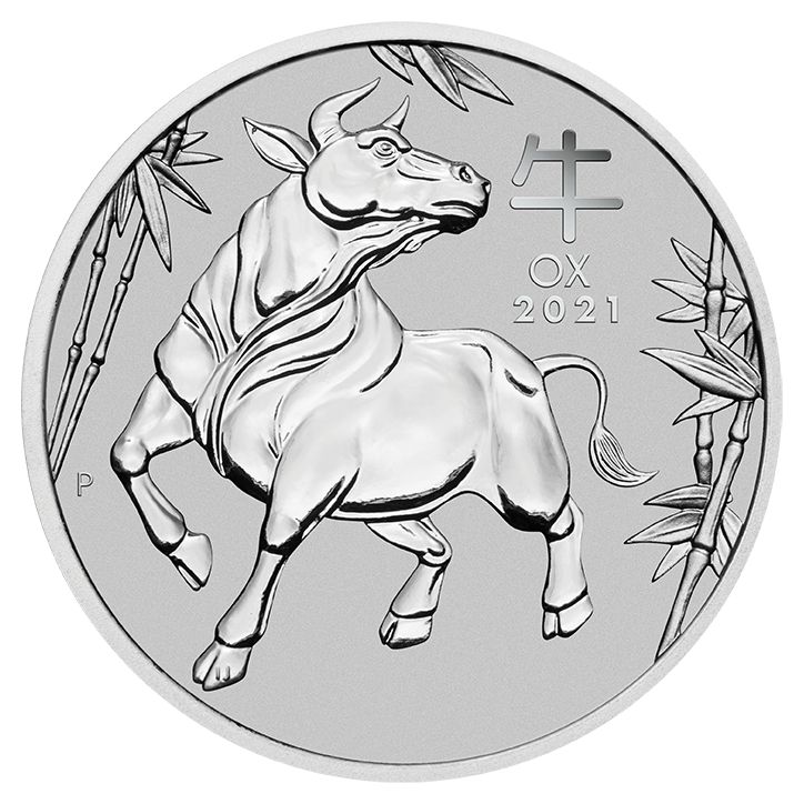 2021 1oz. Australian Lunar Platinum bullion coin - Series III - Reverse side - Year of the Ox