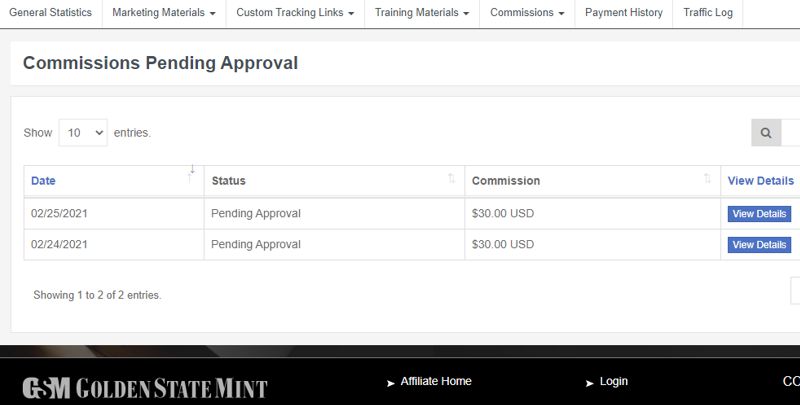 golden state mint invoice
