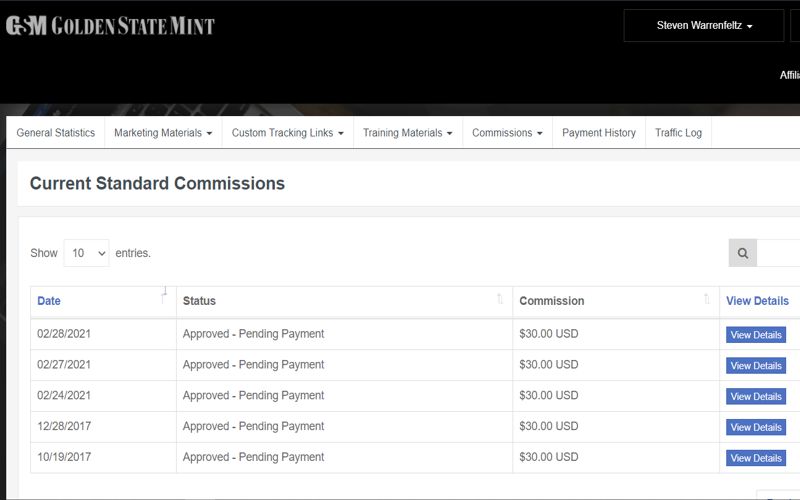 golden state mint invoice