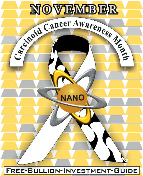 Carcinoid Cancer Awareness Ribbon - Gold Nano - November
