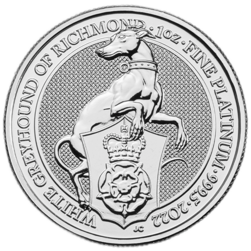 2022 1 oz. Platinum Queen's Beast - The White Horse of Hanover - Bullion Coin Reverse Side