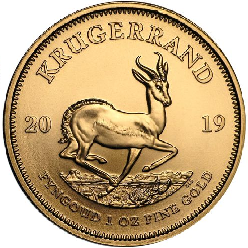 2019 1oz Gold Krugerrand bullion coin - reverse side