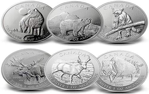 1oz. Silver Canadian Timber Wolf Bullion Coin - Series - Reverse Sides