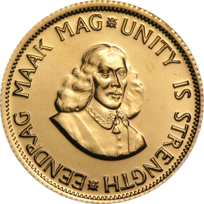 1980 South African 2-Rand gold bullion coin - obverse side