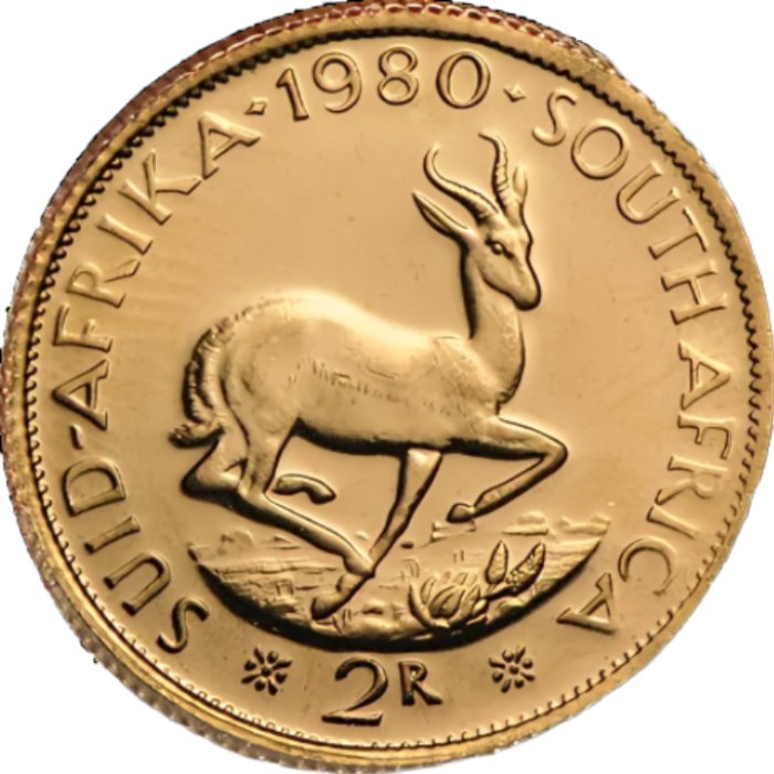 1980 South African 2-Rand gold bullion coin - reverse side