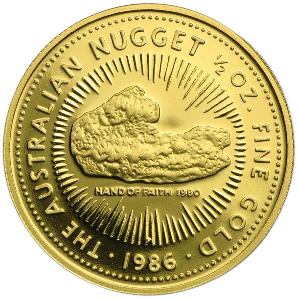 1986 1/2oz. The Australian Nugget bullion coin - Reverse Side