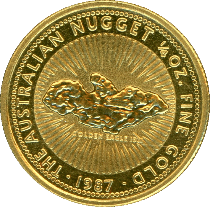 1987 1/4oz Gold The Australian Nugget bullion coin - reverse side