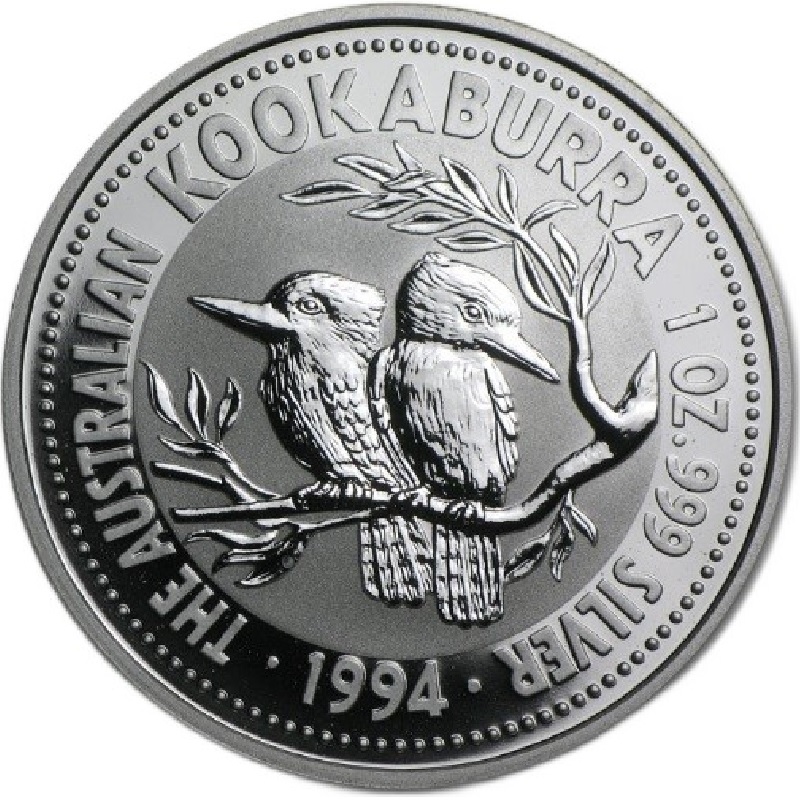 1994 1oz. Australia Kookaburra Silver bullion coin - reverse side