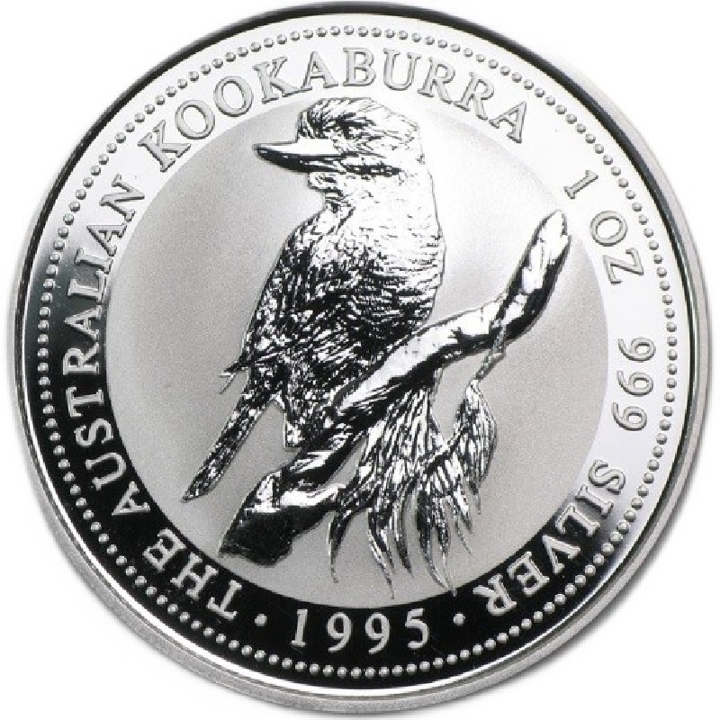 1995 1oz. Australia Kookaburra Silver bullion coin - reverse side