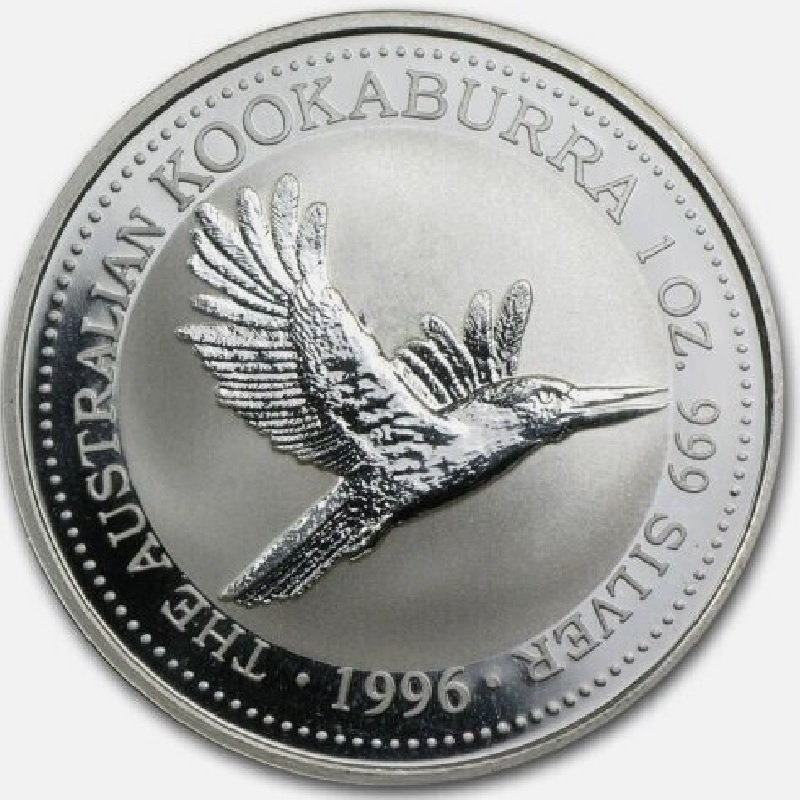 1996 1oz. Australia Kookaburra Silver bullion coin - reverse side
