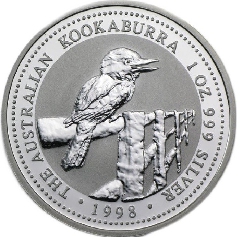 1998 1oz. Australia Kookaburra Silver bullion coin - reverse side