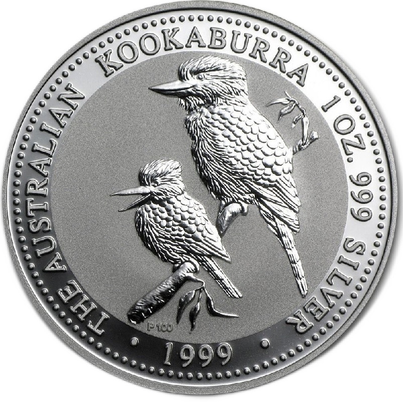 1999 1oz. Australia Kookaburra Silver bullion coin - reverse side