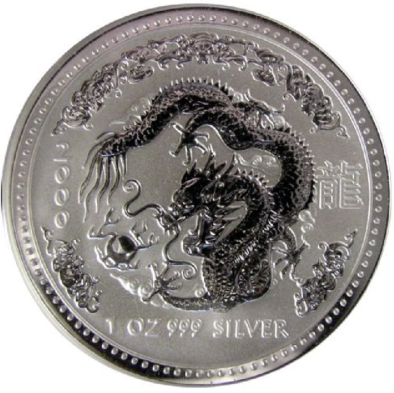 2000 1oz. Australia Lunar Silver bullion coin - Year of the Dragon - Series I - Reverse side
