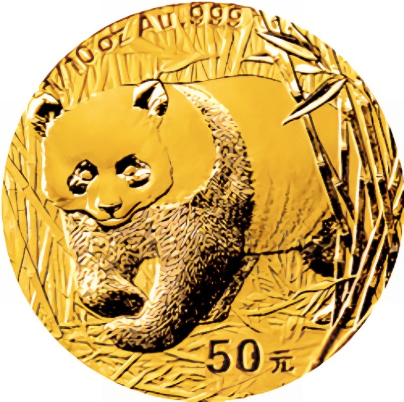 2001 - 1/10oz Chinese Gold Panda Bullion Coin - Reverse Side