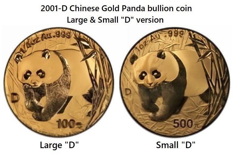2001-D_Large & Small "D" - Chinese Gold Panda Bullion Coin - Reverse Side