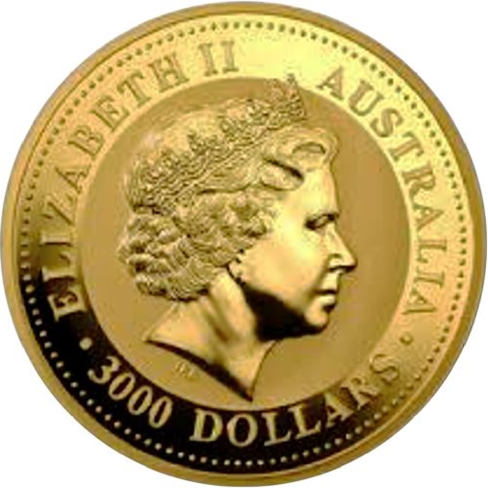 2005 - 1 kilogram Australian Gold Lunar Bullion Coin - Series I - Year of the Rooster - Obverse Side