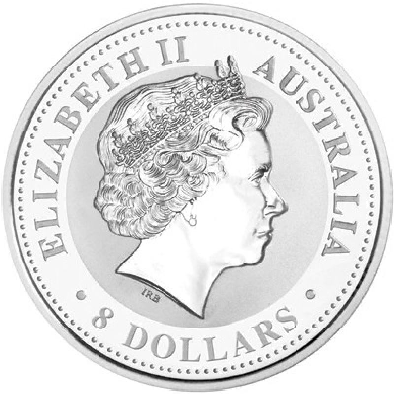 2005 5oz. Australia Lunar Silver bullion coin - Year of the Rooster - Series I - Obverse side
