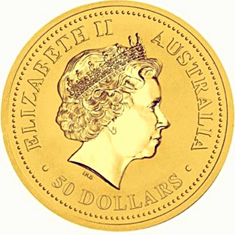 2005 - 1/2 oz. Australian Gold Lunar Bullion Coin - Year of the Rooster - Series I - Obverse side