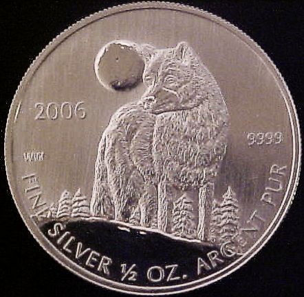 half oz silver timber wolf