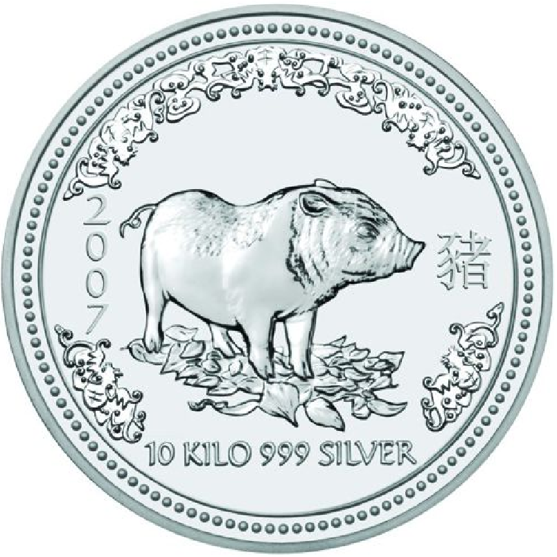 2007 - Year of the Pig - Australian Silver Lunar Bullion Coin - Series I - Reverse Side