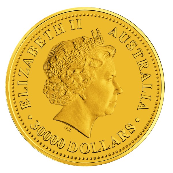 2007 - 10 kilo - Australian Gold Lunar Bullion Coin - Series I - Year of the Pig - Obverse Side