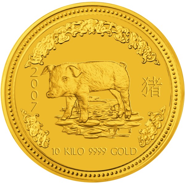 2007 - 10 kilogram - Australian Gold Lunar Bullion Coin - Year of the Pig - Series I - Reverse Side