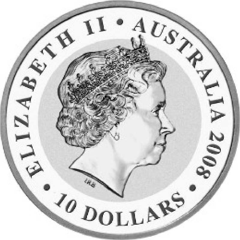 2008 - Australian 10 oz. Silver Koala Bullion Coin - obverse side