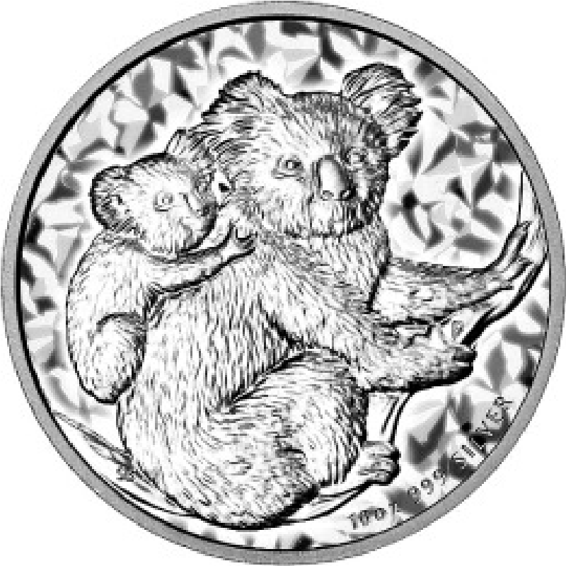 2008 - Australian 10 oz. Silver Koala Bullion Coin - reverse side