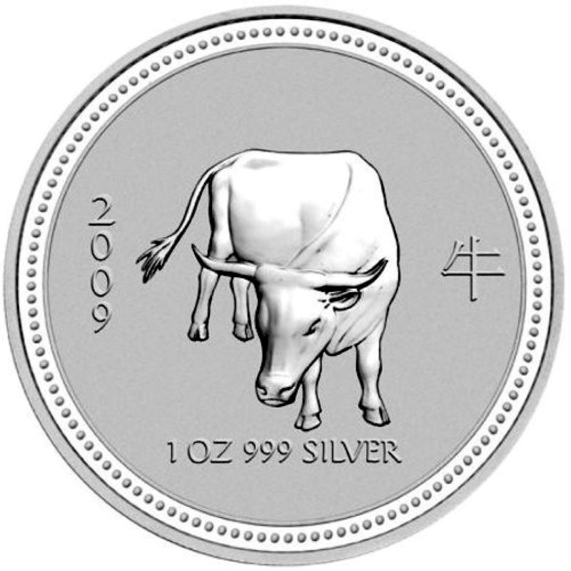 2009 1oz. Australia Lunar Silver bullion coin - Year of the Ox - Series I - Reverse side