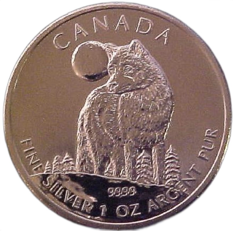 2011 - 1oz. Canadian Timber Wolf bullion Coin - Reverse Side