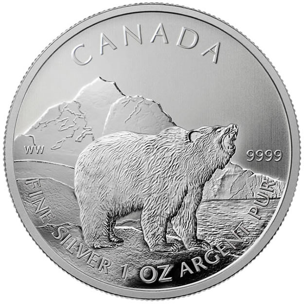2011 - 1oz. Canadian Grizzly bullion Coin - Reverse Side