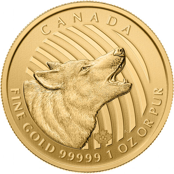 2014 - 1oz. 999.99 Canadian Howling Wolf - Reverse side - Call of the Wild Bullion Coin - First Issue