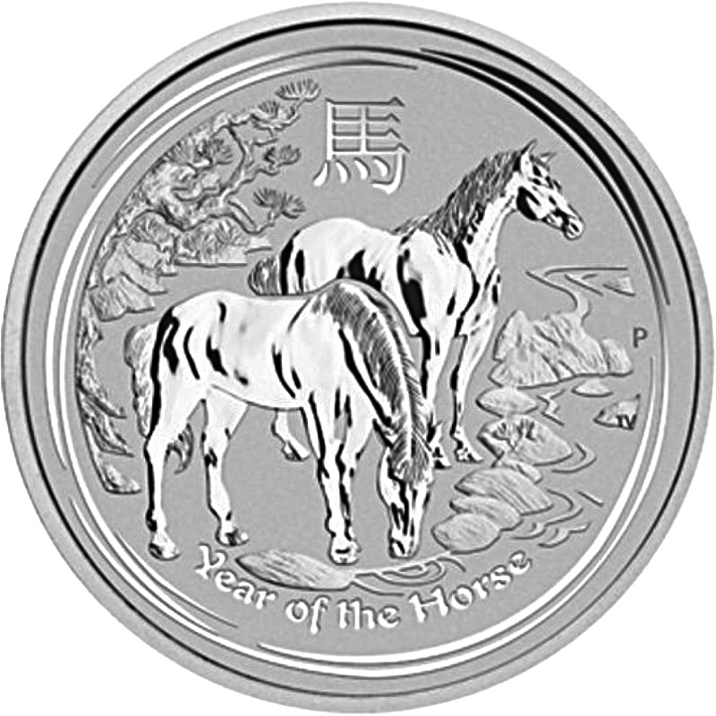 2014 1oz. Australia Lunar Silver bullion coin - Year of the Horse - Series II - Reverse side