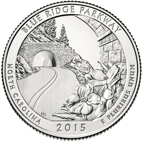 2015 - 5oz. ATB - NC, Blue Ridge Pkwy  - Coin - Rev