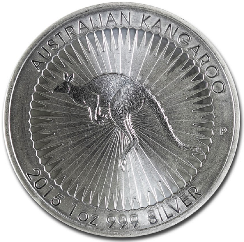 2015 1oz. Silver Australian Kangaroo bullion coin - reverse side