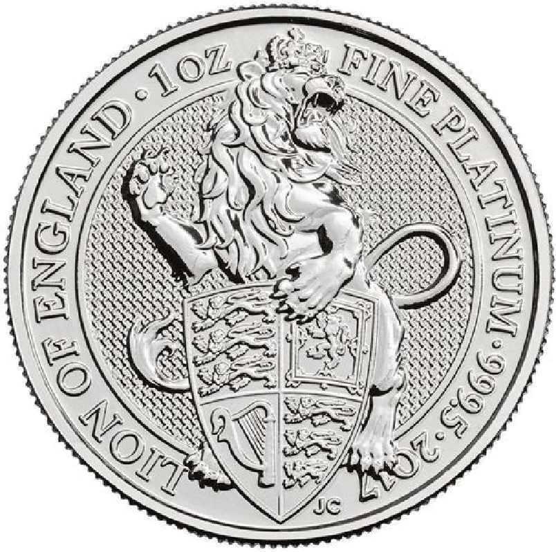 2017 - 1oz. Platinum QB Lion of England - reverse side