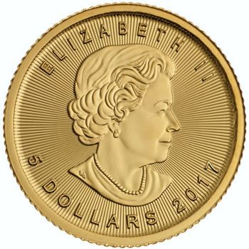 1/10 oz. Canadian Gold Maple Leaf bullion coin - obverse