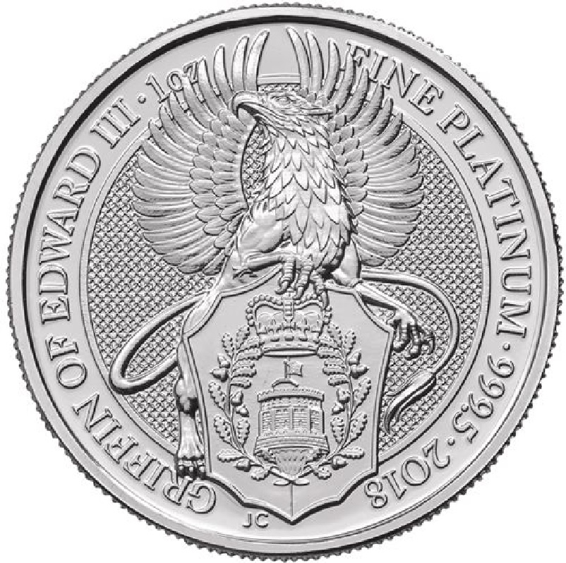 2018 - 1oz. Platinum QB The Griffin of Edward III - REV