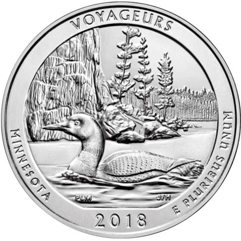 2018 - America the Beautiful 5 oz. Silver Voyageurs - Minnesota - Reverse side