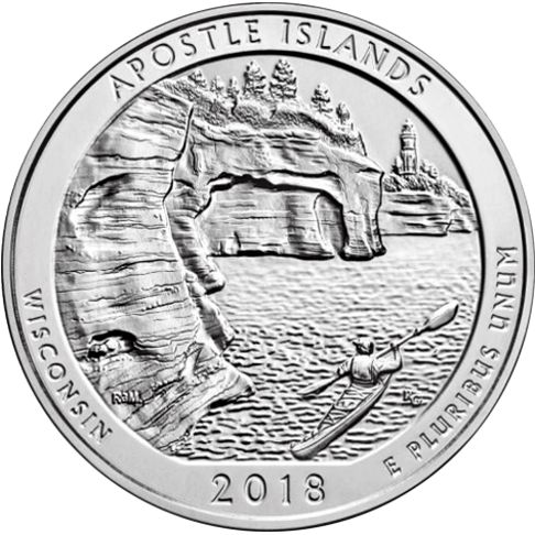 2018 - America the Beautiful 5 oz. Silver Apostle Islands - Wisconsin - Reverse side