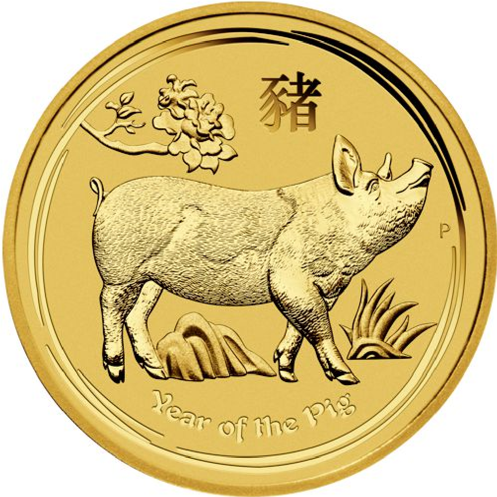 2019 - 2 oz. Australian Gold Lunar Bullion Coin - Year of the Pig - Series II - Reverse side